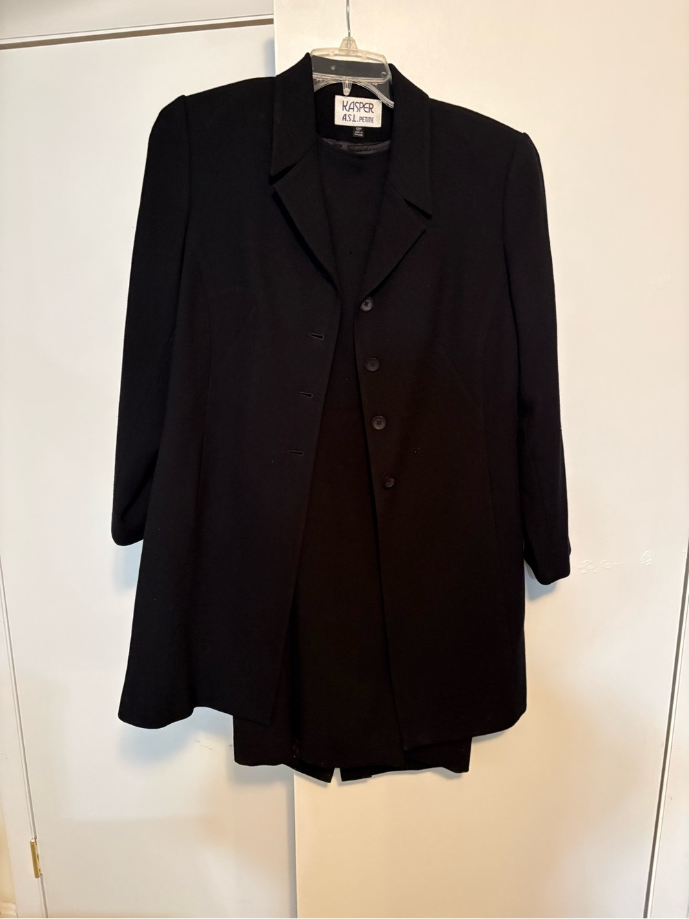 Kasper Black Women's Classic Coat and sleeveless dress set